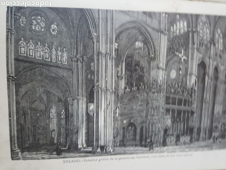 Art: GRABADO 1896. TOLEDO. INTERIOR CATEDRAL. ORIGINAL. PROCEDE DEL CALLEJA. 22 X 14 CM