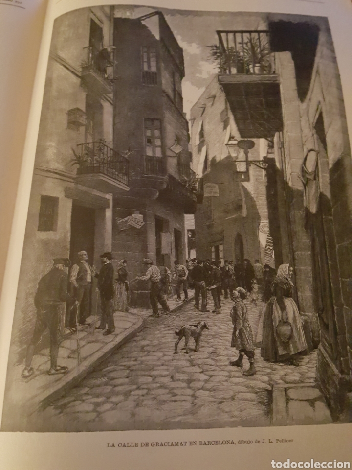 Arte: CALLE DE GRACIAMAT DE BARCELONA. 43 X 28 CM. DE LA ILUSTRACION ARTISTICA. 1887.