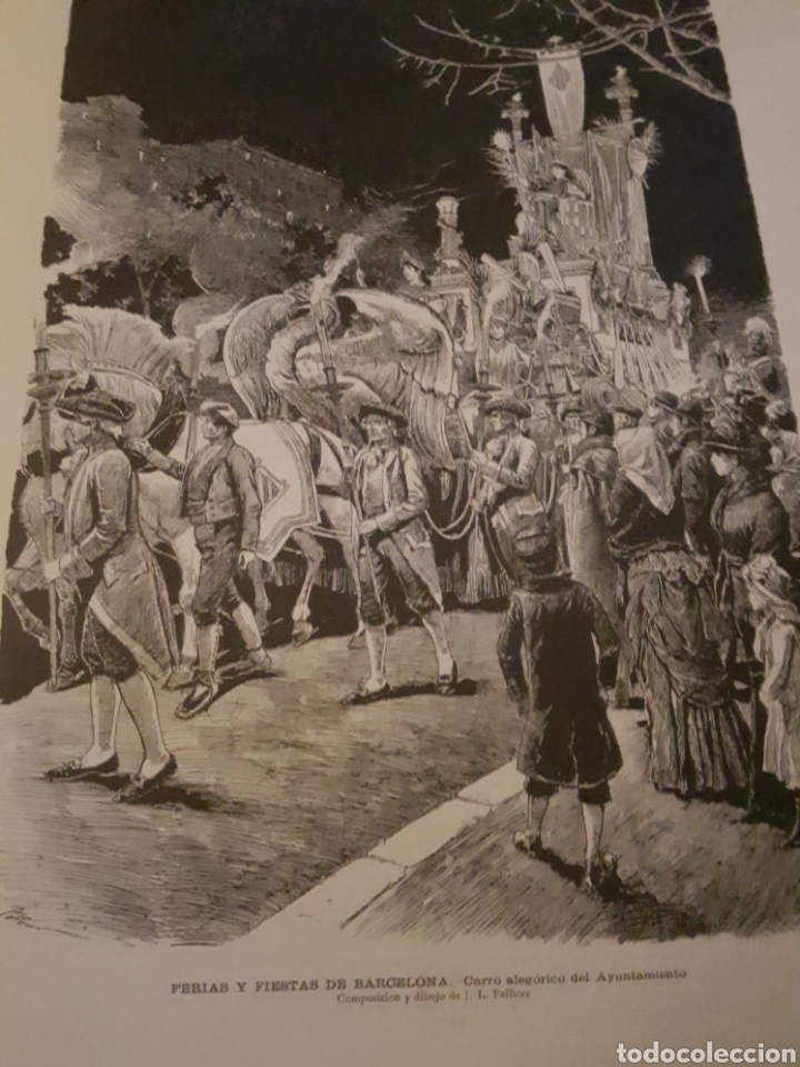 Art: FERIAS Y FIESTAS DE BARCELONA. 43 X 28 CM. LA ILUSTRACION ARTISTICA. 1886.