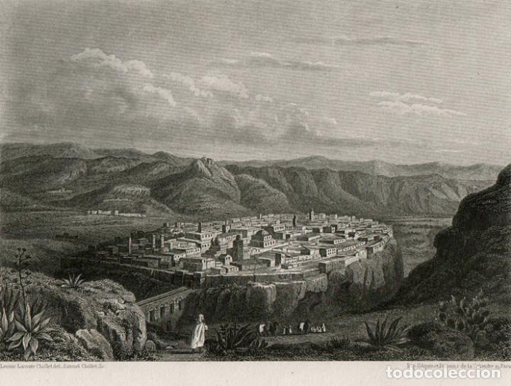 Arte: GRABADO AL ACERO DE 1858, VISTA DE LA CIUDAD DE CONSTANTINA, ARGELIA, CIRTA, NUMIDIA. GRAV&Oacute; CHOLLET