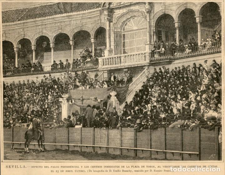 Arte: 1887 &ndash;  Sevilla &ndash; Plaza de Toros &ndash; Palco presidencial &ndash; Carreras de cintas - La Ilustraci&oacute;n Espa&ntilde;ola