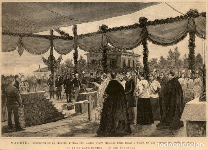 Arte: 1887 &ndash;  Madrid- Primera piedra asilo Santa Susana en las Ventas del Espiritu Santo - La Ilustraci&oacute;n
