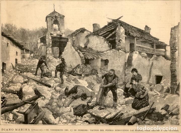 Kunst: 1887 &ndash;  Diano Marina &ndash; Italia &ndash; Terremoto - Victimas - La Ilustraci&oacute;n Espa&ntilde;ola.