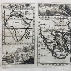 Arte: AÑO 1757. GRABADO MAPA DE AFRICA Y MAPA DE GRECIA