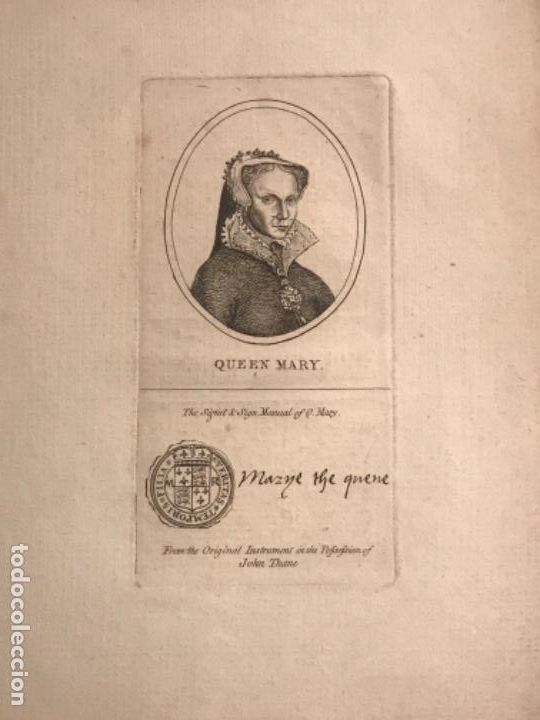 Kunst: GRABADO DE LA REINA MARY I. QUEEN MARY. TEMPORIS FILIA VERITAS.