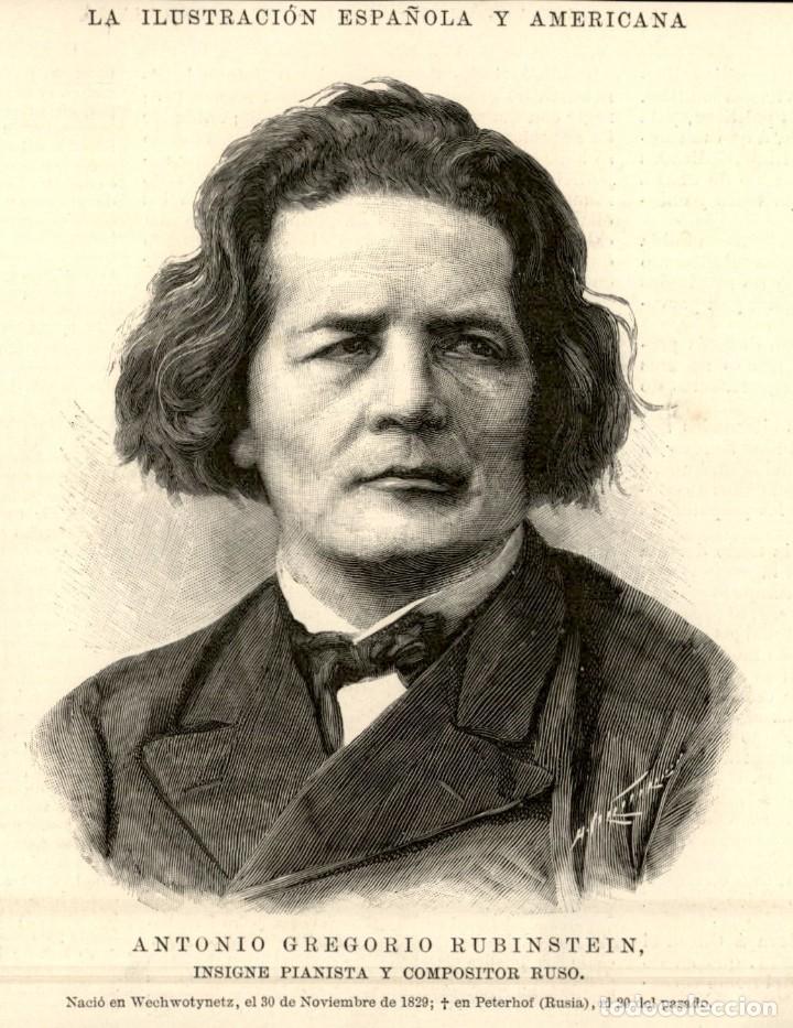 Kunst: 1894 &ndash; Antonio Gregorio Rubinstein - Pianista y compositor ruso - La Ilustraci&oacute;n Espa&ntilde;ola.