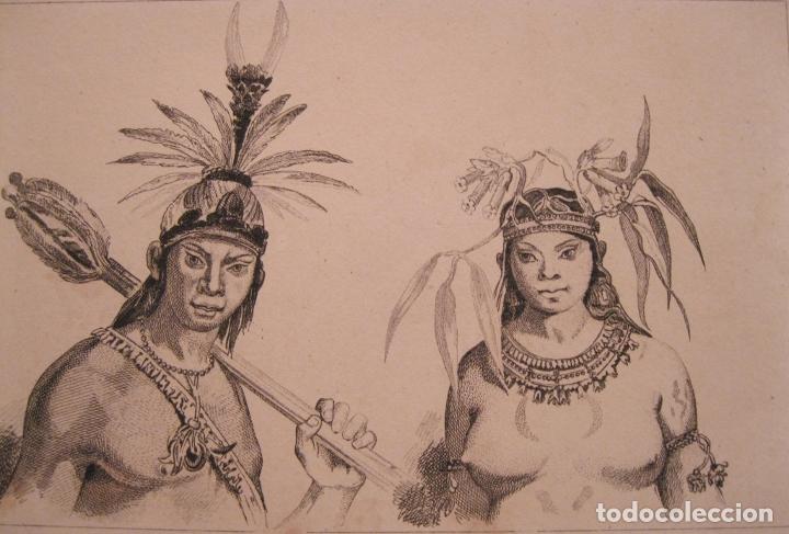 Arte: Hombre y mujer de la tribu Camacan Mongoyo (Brasil), hacia 1850. Thibeault