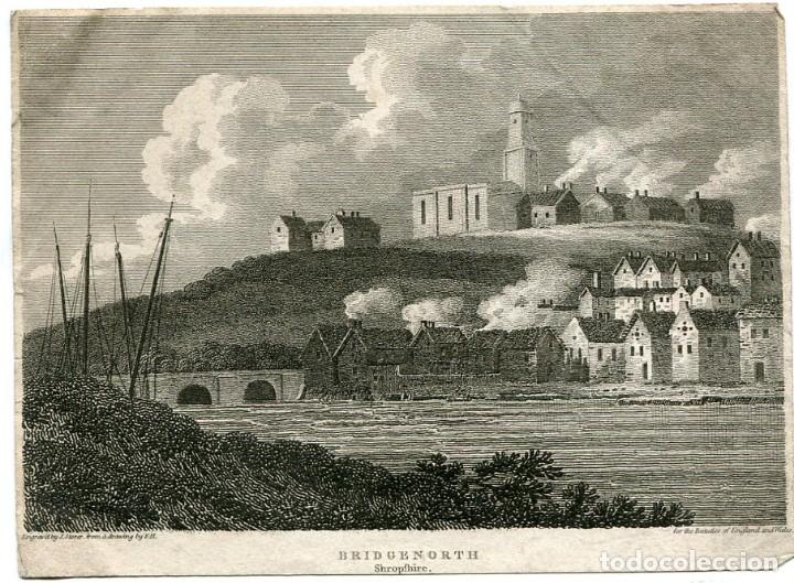 Arte: Bridgenorth, Shropshire - Grabado original de J. Storer - 1811