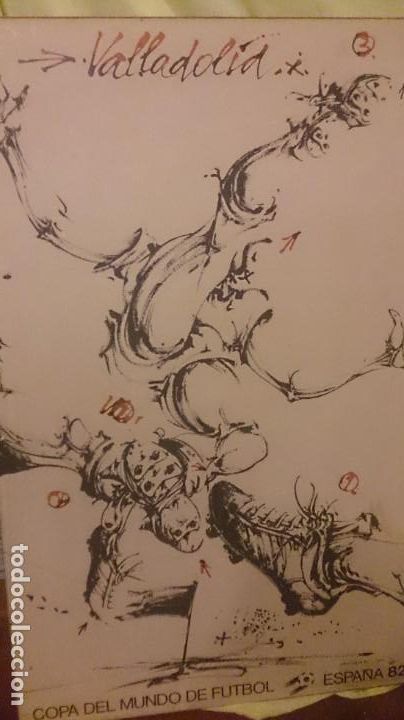 Art: Grabado sobre el mundial 1982 VALLADOLID firmado 80x60  ctms