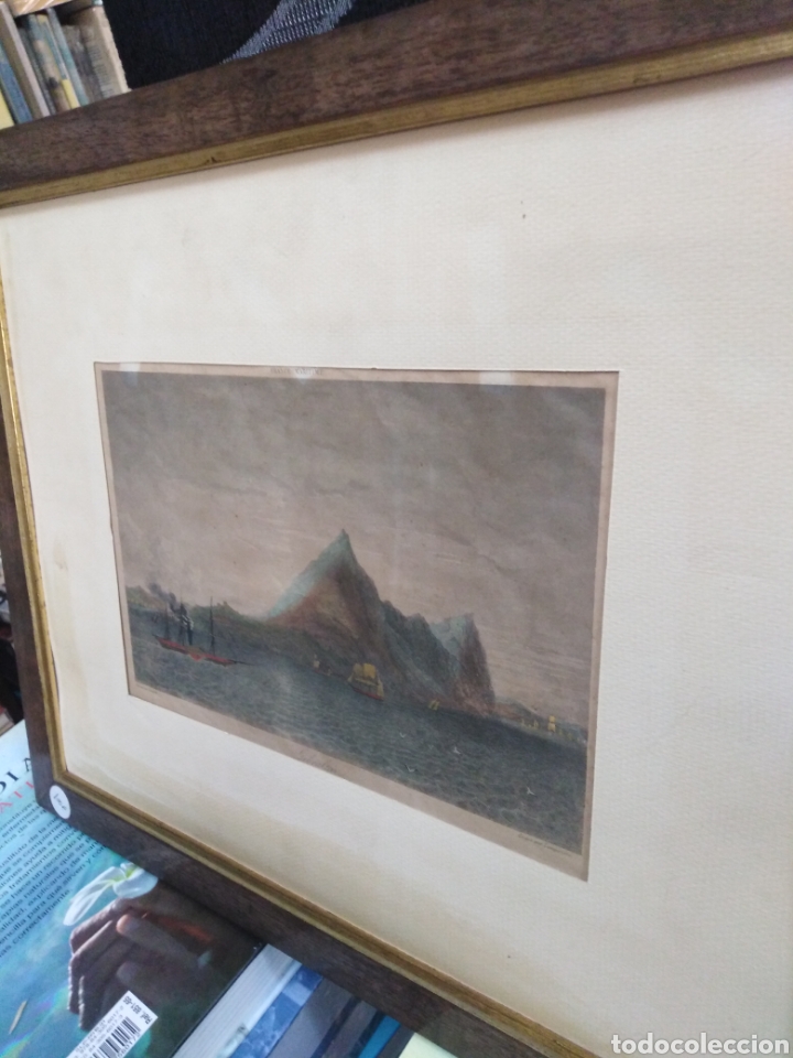 Arte: Grabado original siglo XIX Gibraltar - Foto 2