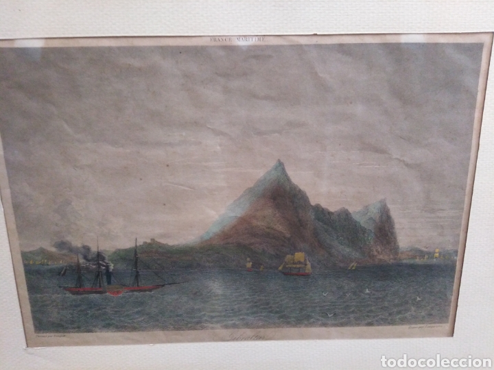 Arte: Grabado original siglo XIX Gibraltar - Foto 3