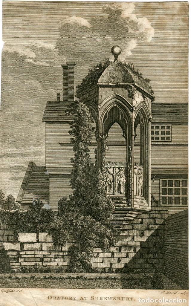 Arte: Oratorio de Shrewsbury - Grabado original de P. Mazell - hacia 1800