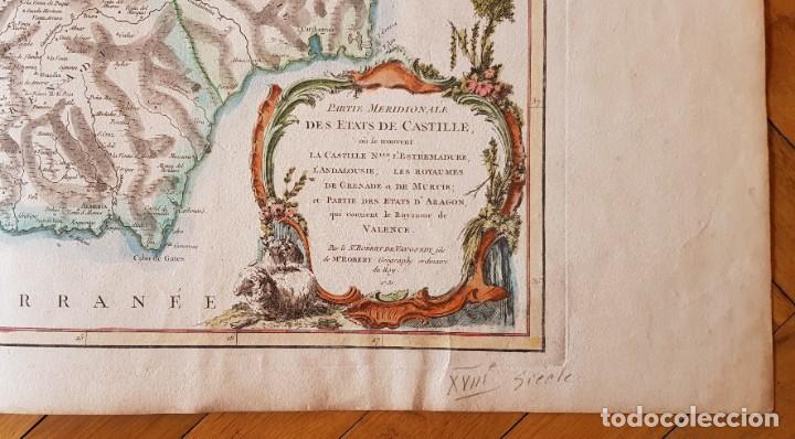Arte: Mapa de Espa&ntilde;a Meridional 1751. R.Vaugondy - Foto 2