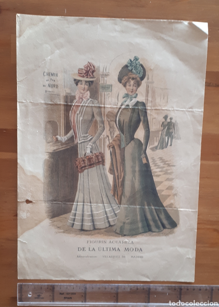 Arte: Figur&iacute;n acuarela de La &uacute;ltima moda, Administraci&oacute;n Vel&aacute;zquez, Madrid