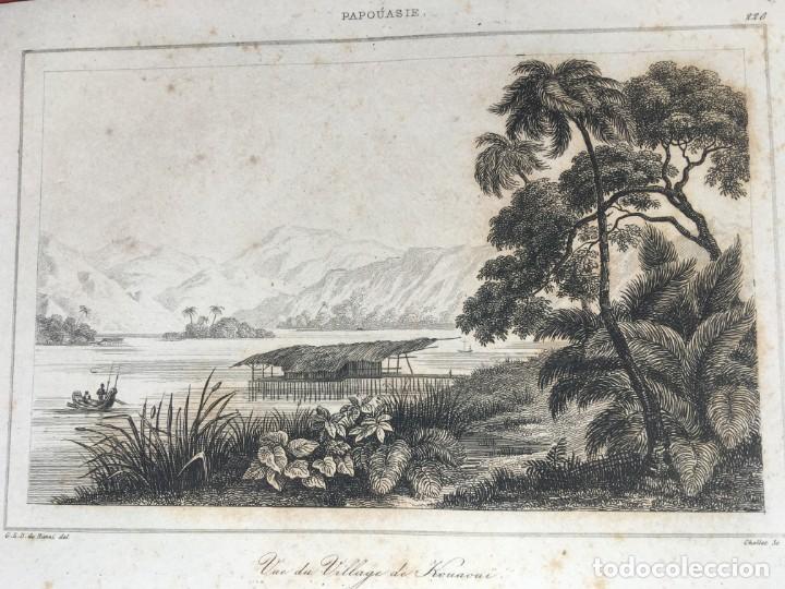 Arte: 1860 - GRABADO PAPUA NUEVA GUINEA - VISTA DE KOUAOUI - 210x120 mm