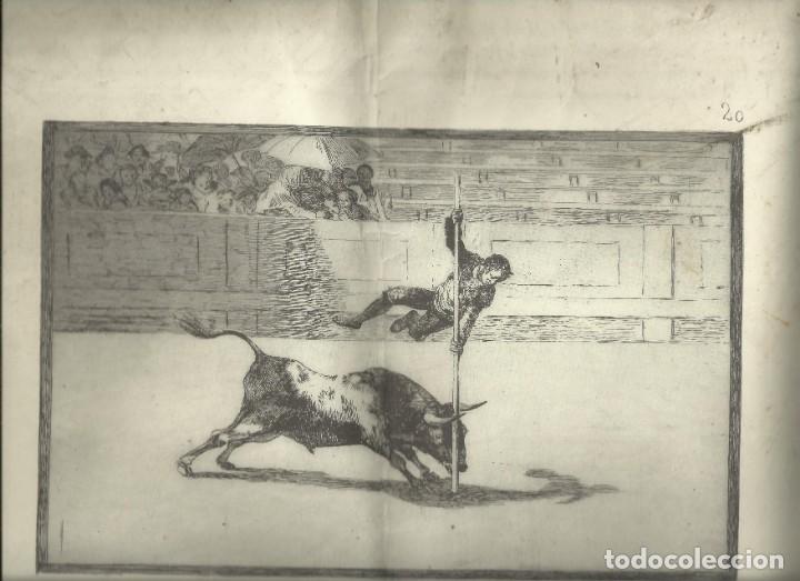 Art: Goya, grabado de una tirada antigua , n&ordm; 20. Salto a la garrocha 1816