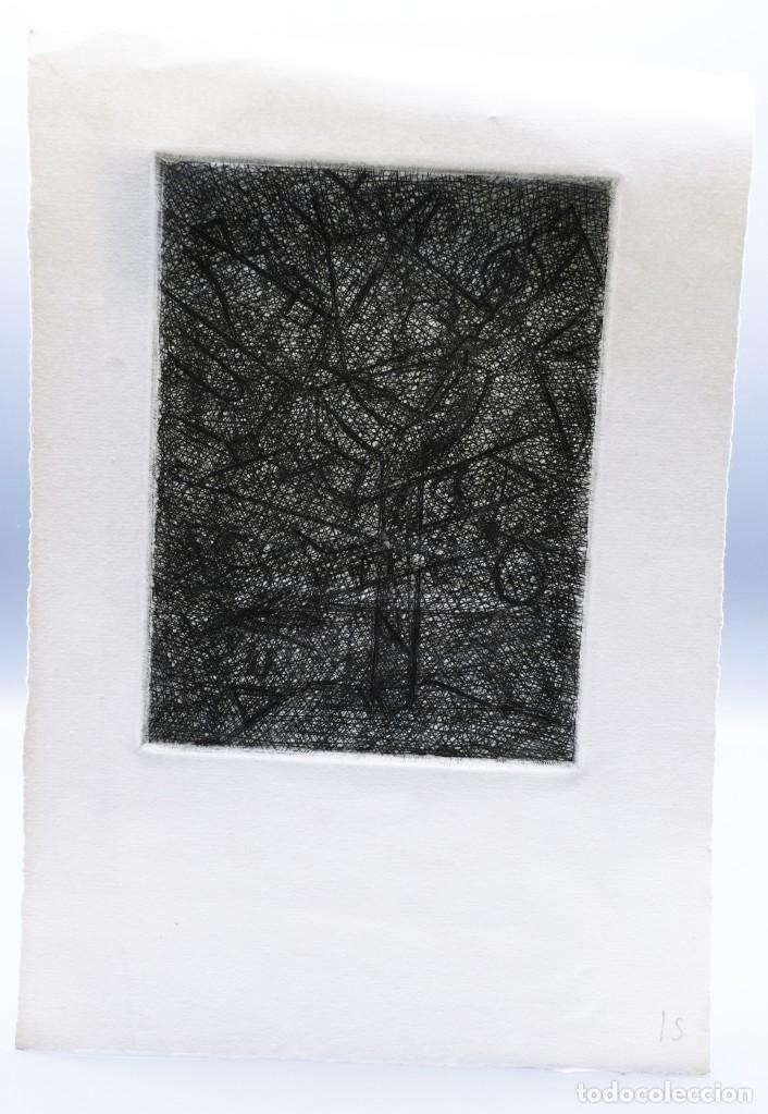 Arte: Isabel Serrahima (1934-1999) Grabado con punta seca Composici&oacute;n - Foto 2