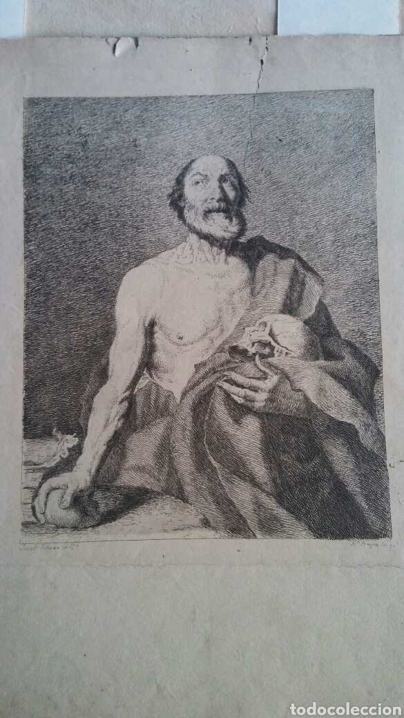 Arte: Grabado Ram&oacute;n Bayeu - S. Jerome - 1766-1793 (circa) - Foto 1
