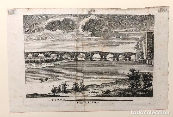 Arte: GRABADO PUENTE DE MERIDA. SIGLO XVIII - Foto 1