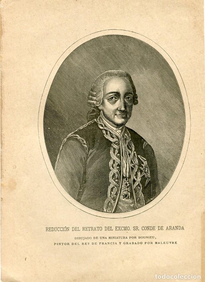 Art: Retrato del Conde de Aranda - Fotograbado seg&uacute;n Maleuvre - Siglo XIX