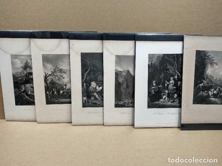 Arte: Lote 6 grabados costumbristas Royal Dresden Gallery Payne&acute;s 1850