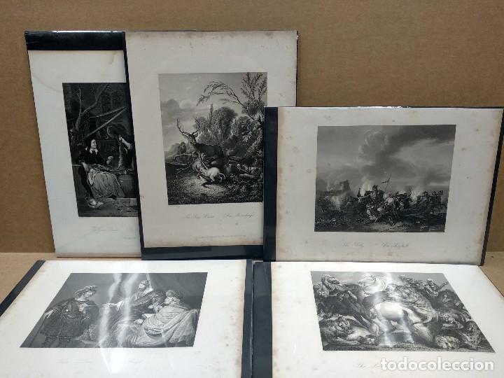 Arte: Lote 5 grabados escenas varias Royal Dresden Gallery Payne&acute;s 1850
