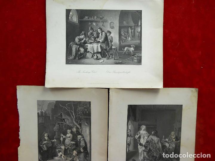 Arte: Lote 3 grabados escenas varias Royal Dresden Gallery Payne&acute;s 1850