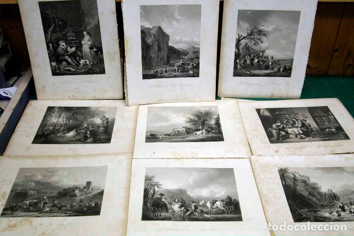 Arte: Lote 9 grabados escenas costumbristas Royal Dresden Gallery Payne&acute;s 1850