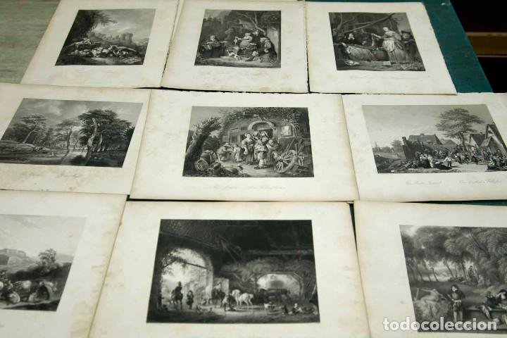 Arte: Lote 9 grabados escenas costumbristas Royal Dresden Gallery Payne&acute;s 1850