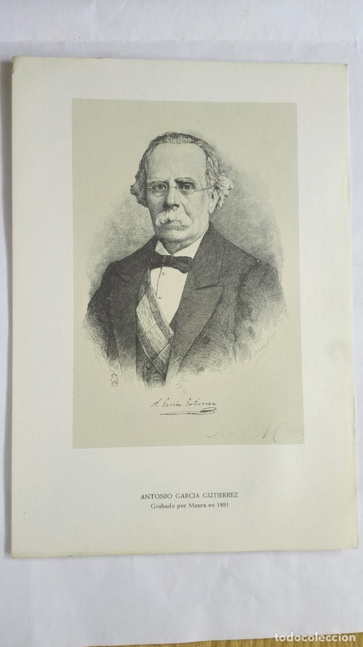 Art: ANTONIO GARCIA GUTIERREZ, GRABADO POR MAURA EN 1881, MEDIDAS 17 X 24,5 CM