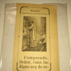 Arte: ANTIGUO HUECO GRABADO RELIGIOSO AÑO 1901 , MISA CRISTIANA . COMUNION