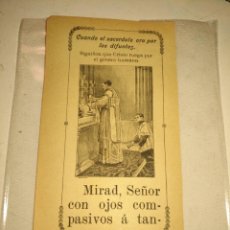 Arte: ANTIGUO HUECO GRABADO RELIGIOSO AÑO 1901 , MISA CRISTIANA . ORACION A LOS DIFUNTOS