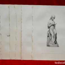 Arte: LOTE 6 GRABADOS AL ACERO ESCULTURAS THE ART JOURNAL 1860. Lote 203484396