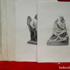 Arte: LOTE 5 GRABADOS AL ACERO ESCULTURAS THE ART JOURNAL 1860. Lote 203484823