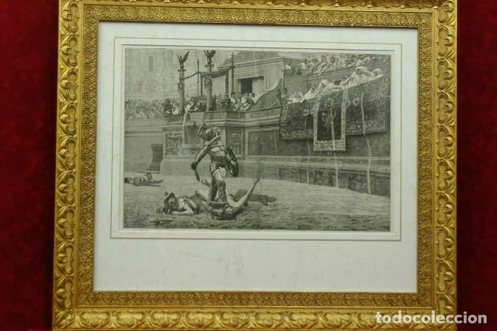 Arte: GLADIATOR de Gerome. LES MERVEILLES DE L&acute;ART MODERNE 1886 cuadro vintage