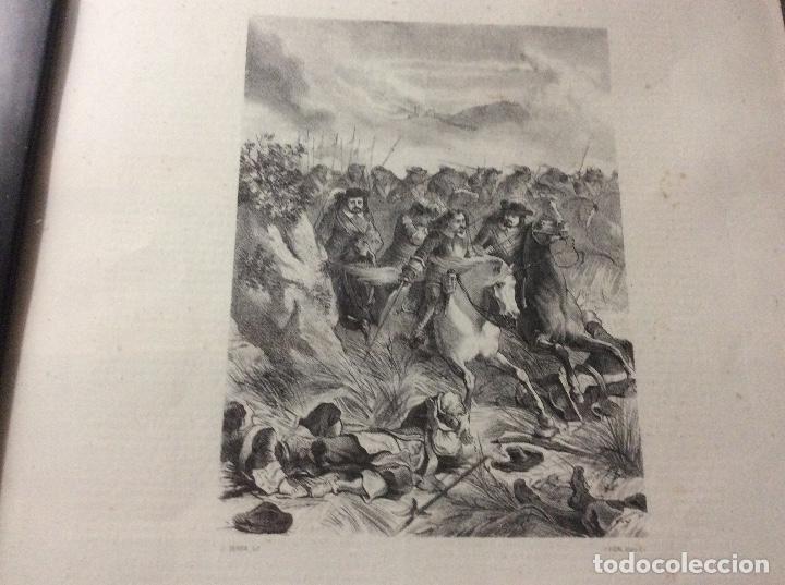 Kunst: Litografia riera editor 1880 serra batalla de Nortlinga con escritos del capitulo por detras 42x32
