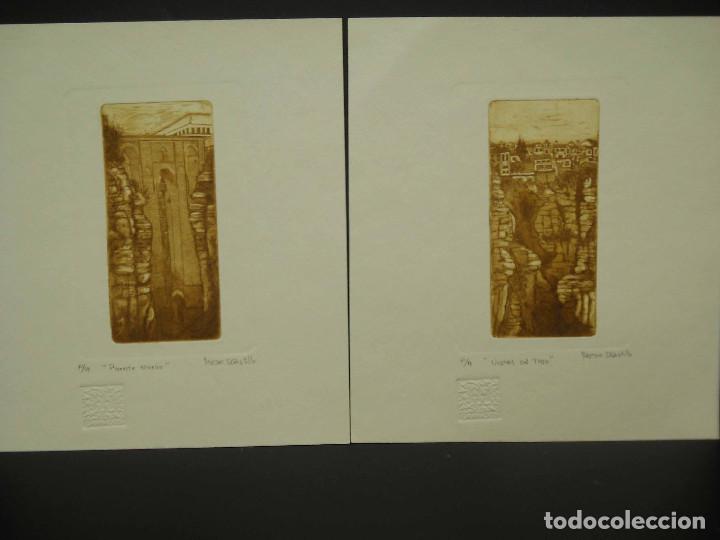 Kunst: Ronda, Puente nuevo y Vistas del Tajo P/A 2 Grabados de Mesa del Castillo