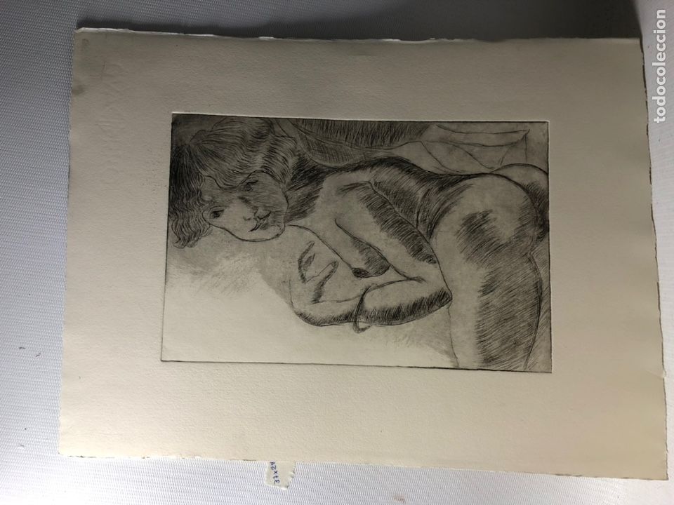 Arte: DIBUJO EN HUECOGRABADO &middot;&middot;&middot; MUJER DESNUDA &middot;&middot;&middot; 37 CMS X 28 CMS. POSIBLEMENTE DE JOSE MANUEL MAGRO