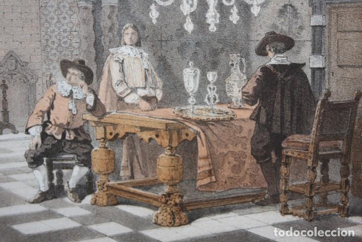 Arte: GRABADO ILUMINADO. INTERIOR CON PERSONAJES - Foto 3