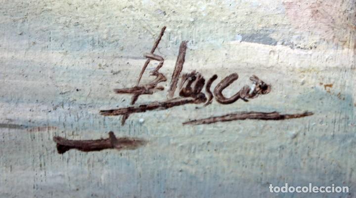 Arte: FIRMADO BLASCO. OLEO SOBRE TABLA. BARCAS - Foto 3