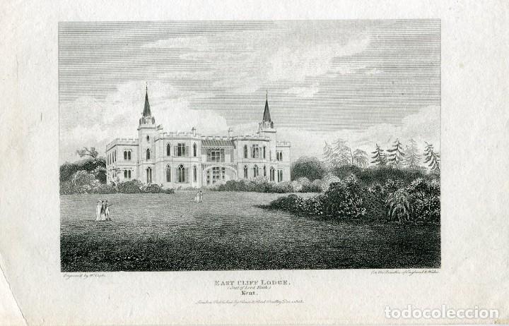 Art: Kent, East Cliff Lodge - Grabado original antiguo de W. Cooke - 1805