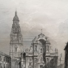 Arte: CATHEDRALE DE MURCIE - GRABADO ORIGINAL - SIGLO XIX - AÑO 1852- ROUARGUE - 17 X 25 CM. Lote 209996987