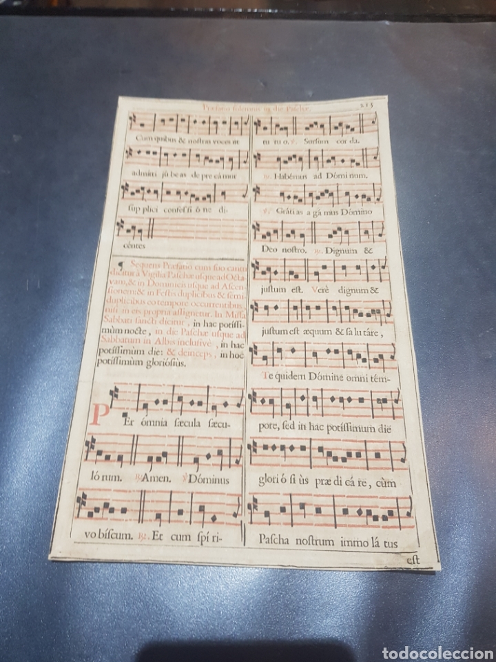 Arte: Hoja de tem&aacute;tica musical siglo 18 procede libro - Foto 1