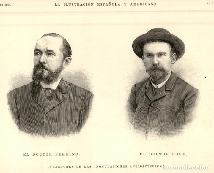 Arte: 1894 - Vacuna Antidifterica - Doctor Behring - Doctor Roux - La Ilustraci&oacute;n Espa&ntilde;ola