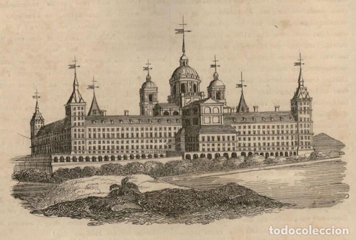 Arte: 1840 - Original - El Escorial - Madrid - Grabado aleman sobre plancha de acero