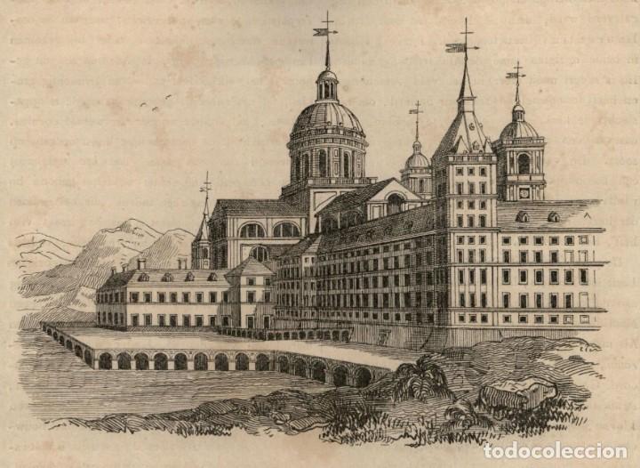 Arte: 1840 - Original - El Escorial - Madrid - Grabado aleman sobre plancha de acero