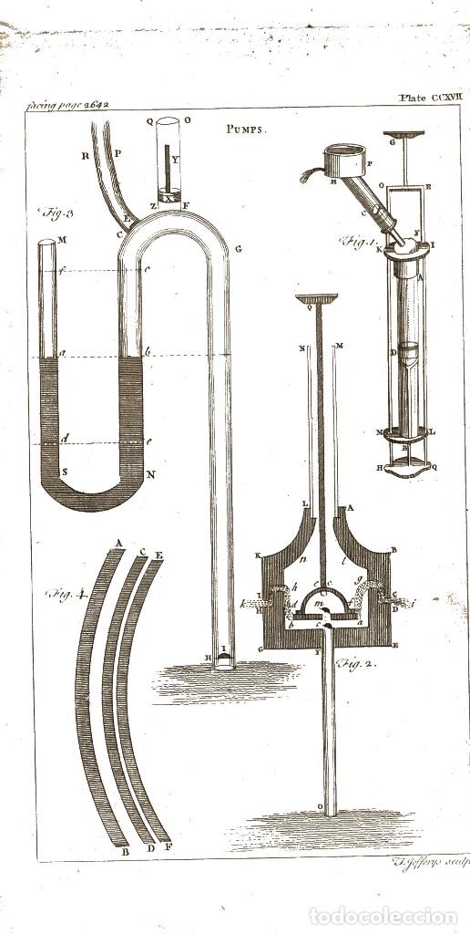 Arte: Grabado original 1763. Bomba. Pump. - Foto 1