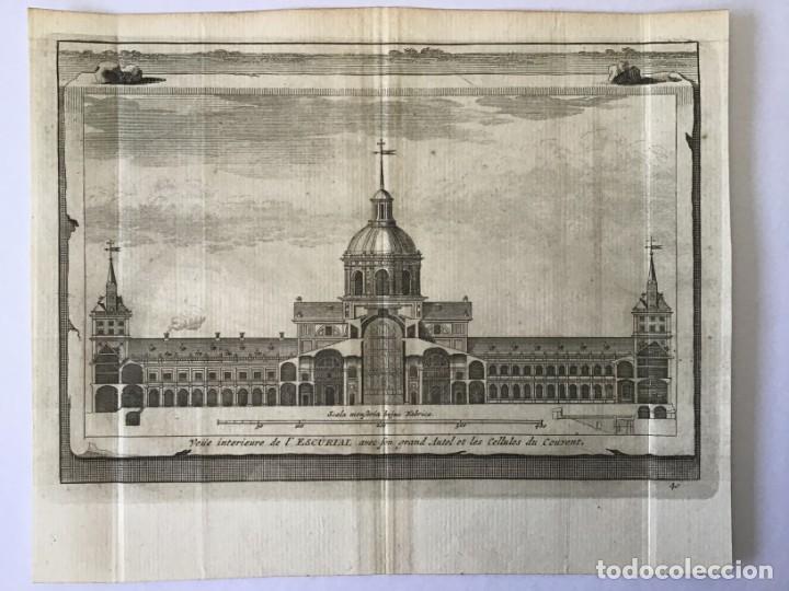 Arte: GRABADO. ESPA&Ntilde;A. MADRID. MONASTERIO DE EL ESCORIAL. CORTE INTERIOR EDIFICIO. VAN DER AA - Foto 1