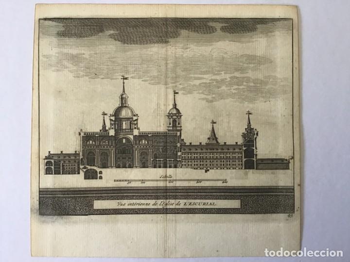 Arte: GRABADO. ESPA&Ntilde;A. MADRID. MONASTERIO DE EL ESCORIAL. CORTE INTERIOR EDIFICIO. VAN DER AA. - Foto 2
