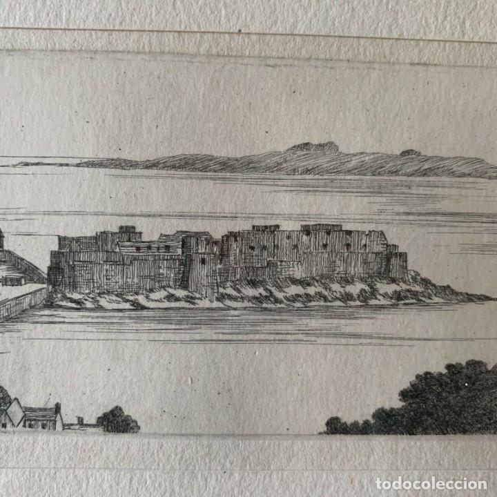 Arte: Original Etching Engraving - Castle Cornet, Guernsey, Signed 30x18 cm - Foto 2
